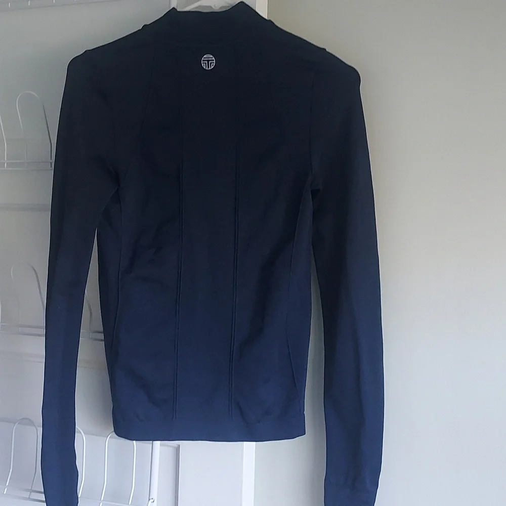 Tory Burch Sport Quarter Zip Navy Pullover Long Sleeve NWOT Active Athletic